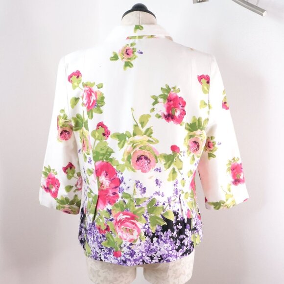 Elementz Women's Petite PL Coloful Floral Office Professional Blazer Jacket - Picture 6 of 9